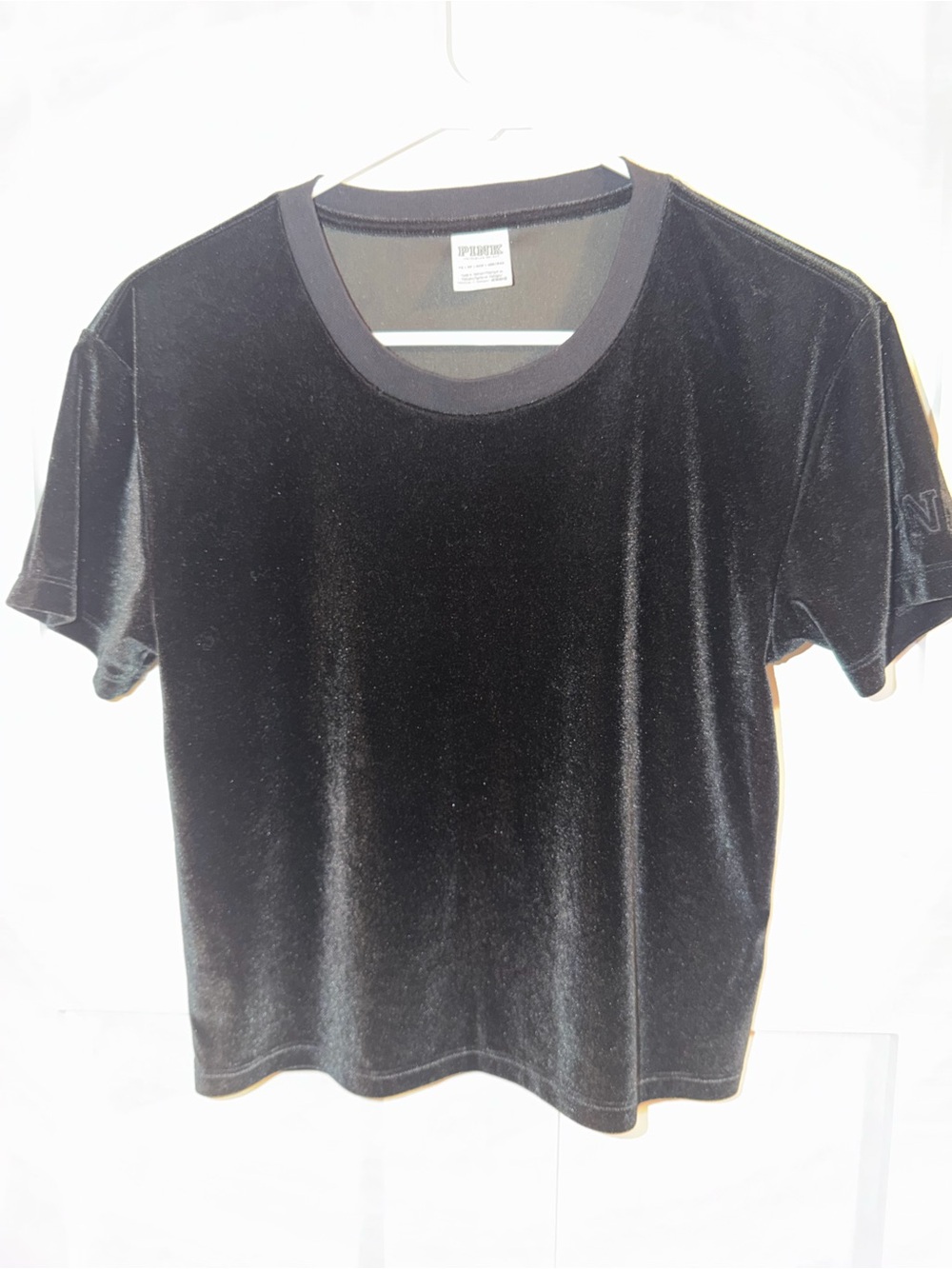 PINK Victoria's Secret Black Velvet Short Sleeve Tee